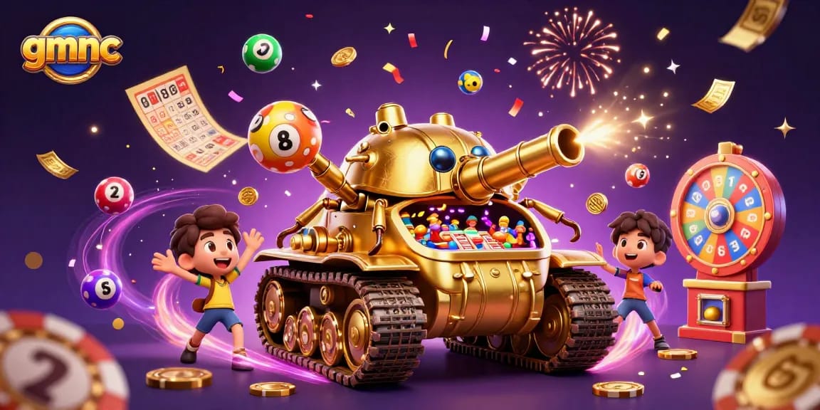 Experience thrilling wins at gmnc with vibrant lottery balls and golden gaming elements.