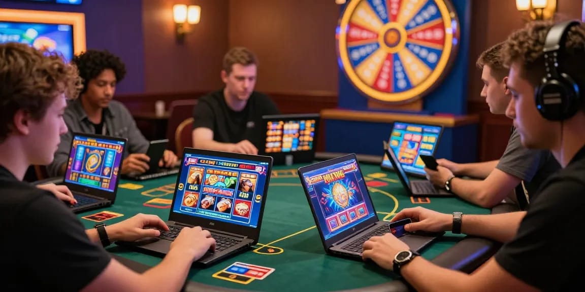Players enjoying games at online casinos that accept credit cards with vibrant graphics and engaging slot titles.