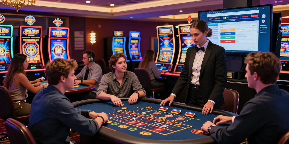 Players exploring exciting non UK casinos at https://sssk.org.uk in a vibrant online gaming environment.