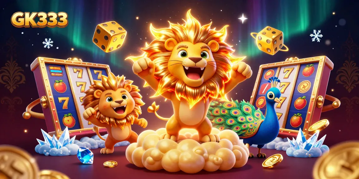 Experience thrilling jackpots at GK333 with vibrant slot reels and golden gaming elements.