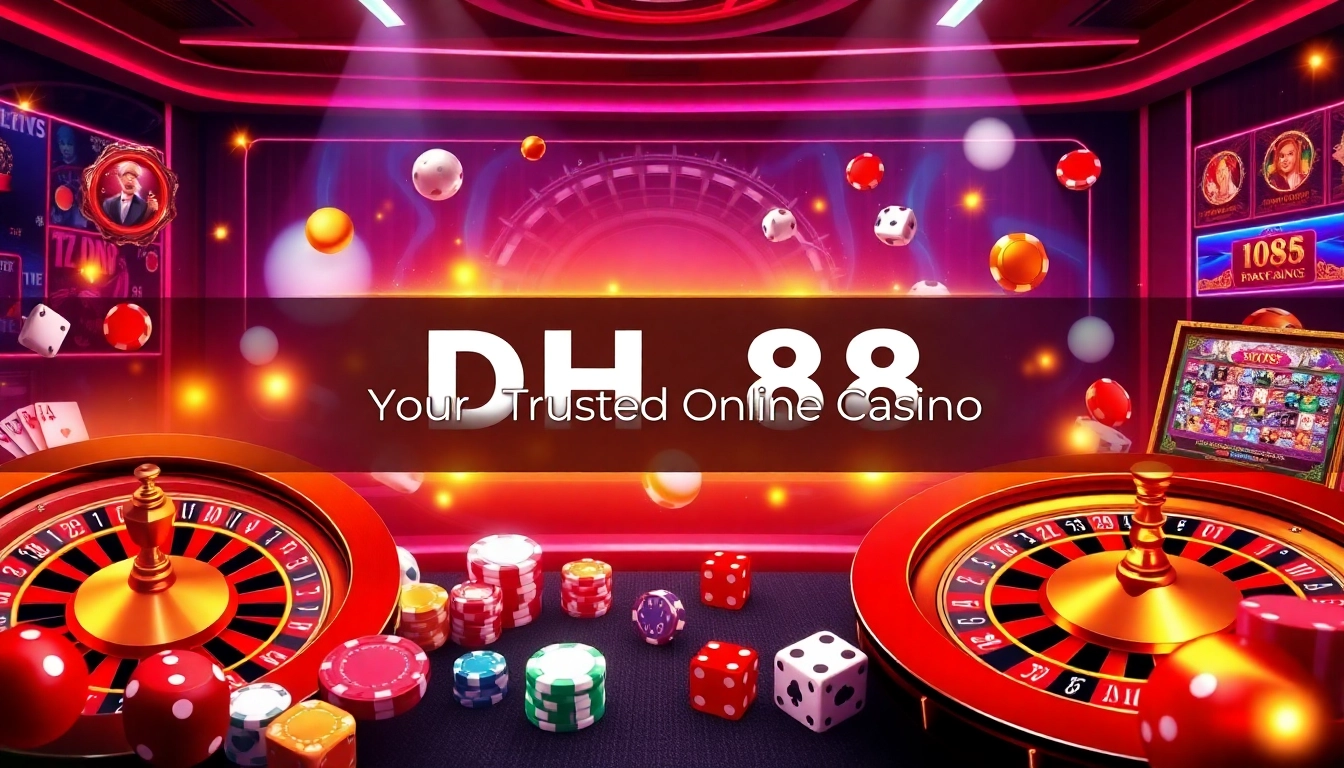 Experience the excitement at DH88 with vibrant online casino gaming featuring roulette and poker chips.