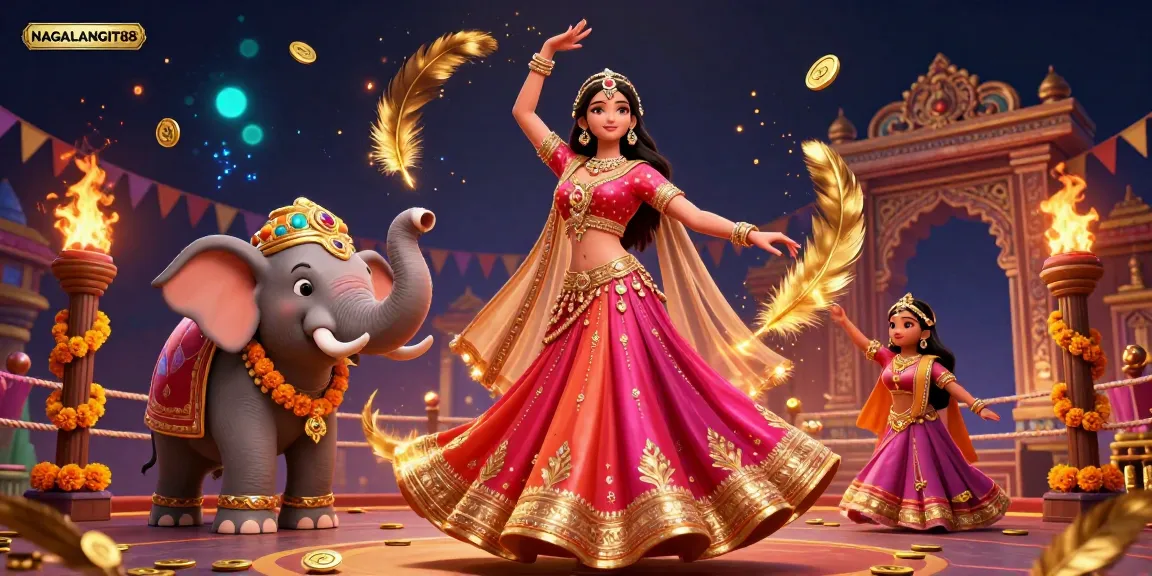 NAGALANGIT88 showcases a vibrant Asian casino environment featuring dance poses and gold coins.