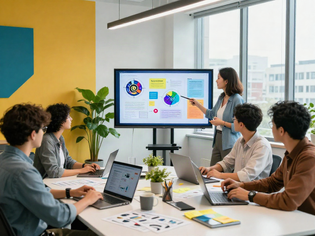Marketers crush on innovative strategies in a modern office.