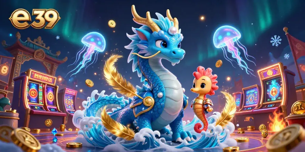 Engage in electrifying gaming with the e 39 animated characters in a lively casino scene.