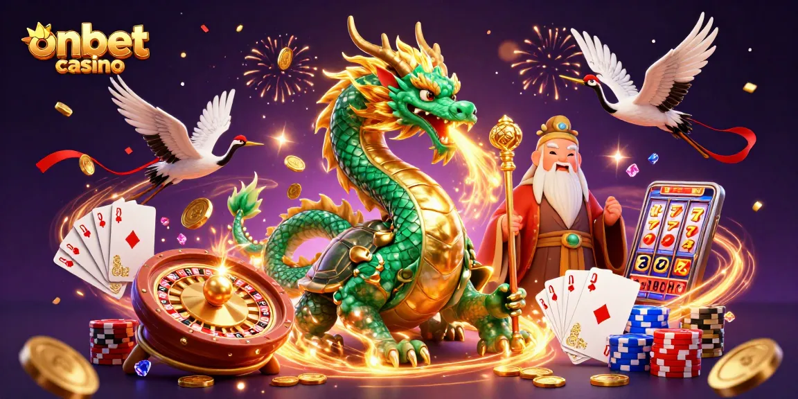 Experience thrilling games at onbet casino with lucky symbols and vibrant casino elements.