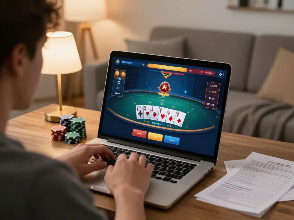 Player enjoying online blackjack on sunwin platform, showcasing strategy and excitement.