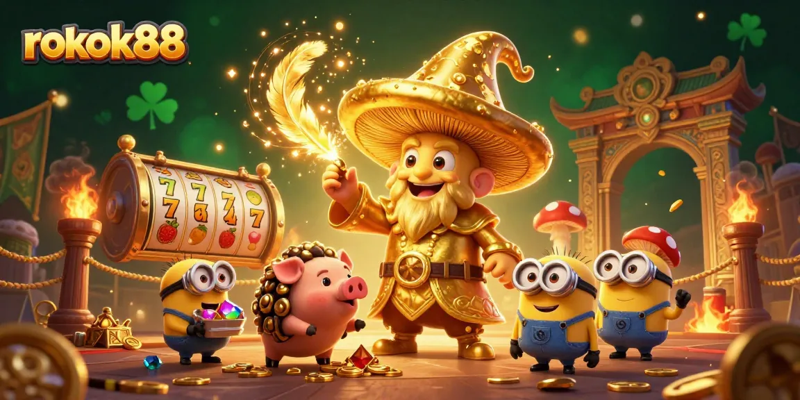 Join the rokok88 slot gaming adventure with golden mushroom wizard and treasure-hunting truffle pig.