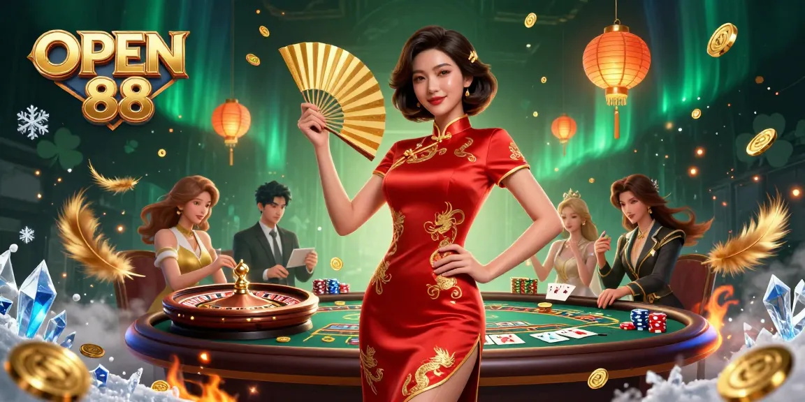 Experience thrilling wins with OPEN 88 at roulette and baccarat tables in this vibrant casino scene.