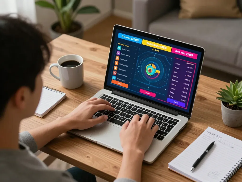 Engaging in live betting on đá gà sv388 with a laptop during a cozy home session
