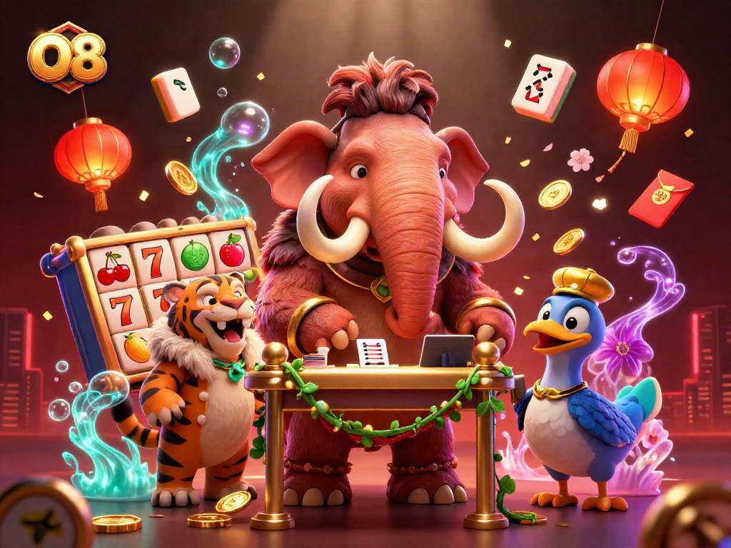 O8 ushers players into a vibrant casino world with a mammoth bouncer, engaging visuals, and dynamic games.