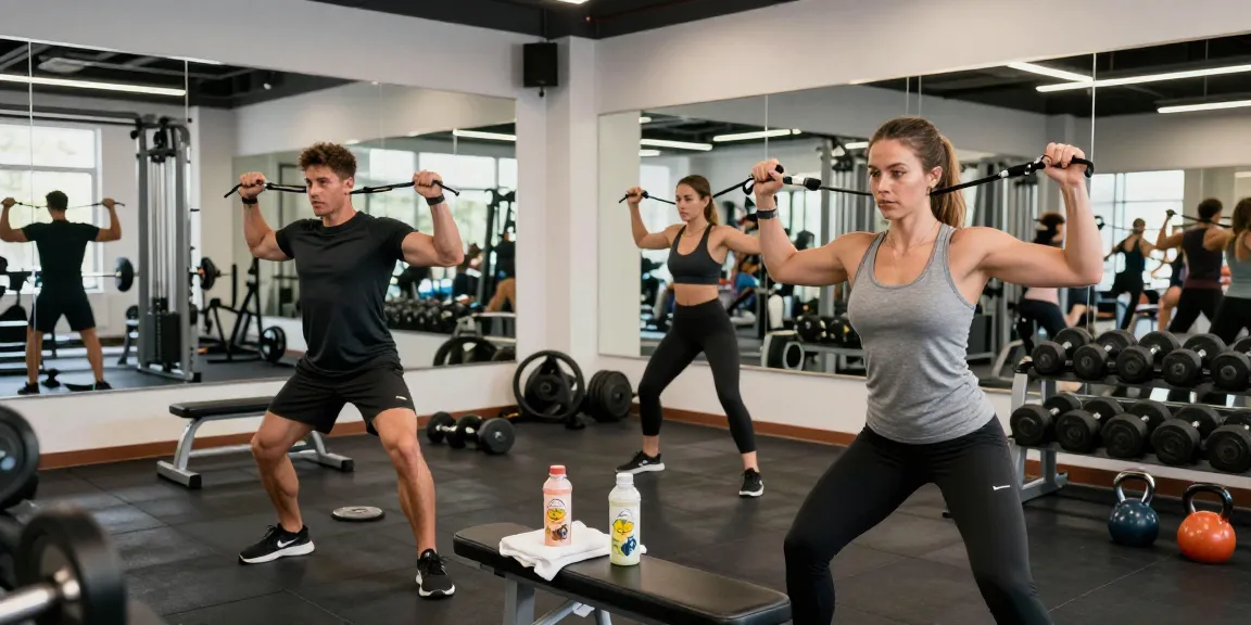 Steroide Boutique athletes training vigorously in a modern gym setting.