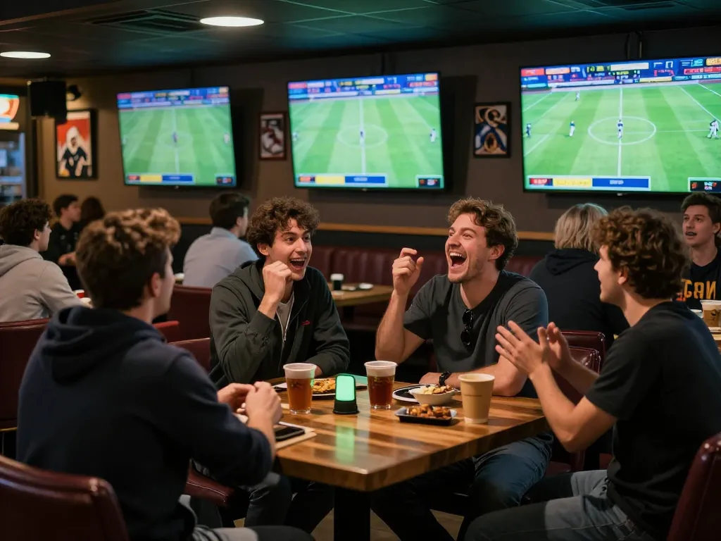 Xoilac users engaged in live football betting with thrilling matches on multiple screens.