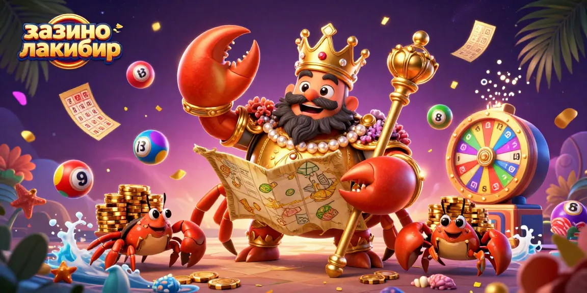 Experience the thrill of казино лакибир with vibrant game elements and a captivating golden crab emperor.