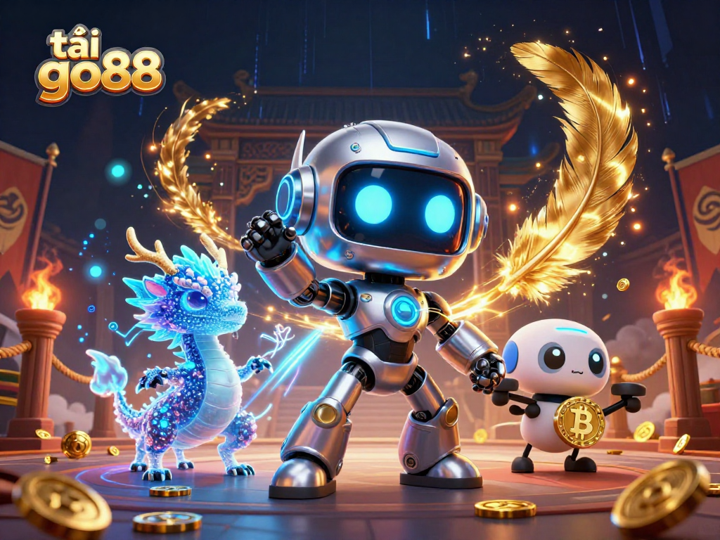 Engage in thrilling action to tải go88 with vibrant casino elements, featuring cyberpunk themes.