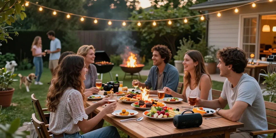 Outdoor gathering featuring friends enjoying barbecue and lively conversations, ideal for entertaining blogs.