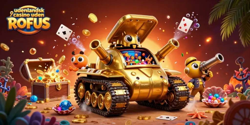 Play at udenlandsk casino uden ROFUS in a vibrant and detailed 3D scene showcasing dynamic casino elements.
