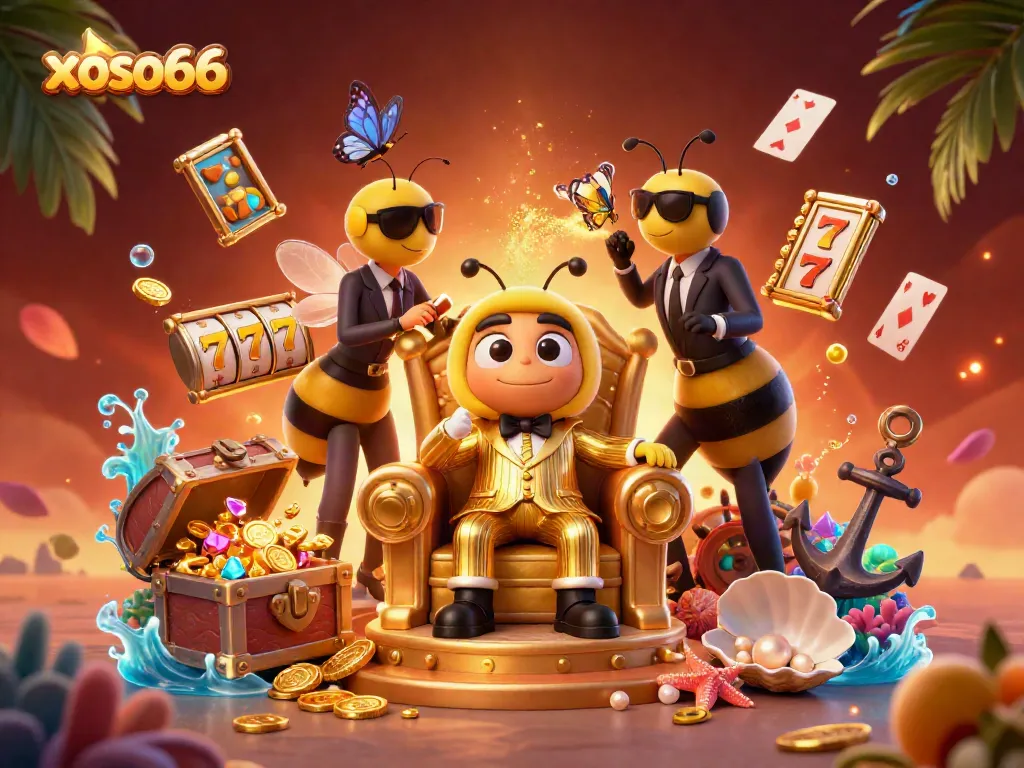 Create amazing winning strategies with xoso66 in this vibrant 3D casino illustration featuring characters and excitement.