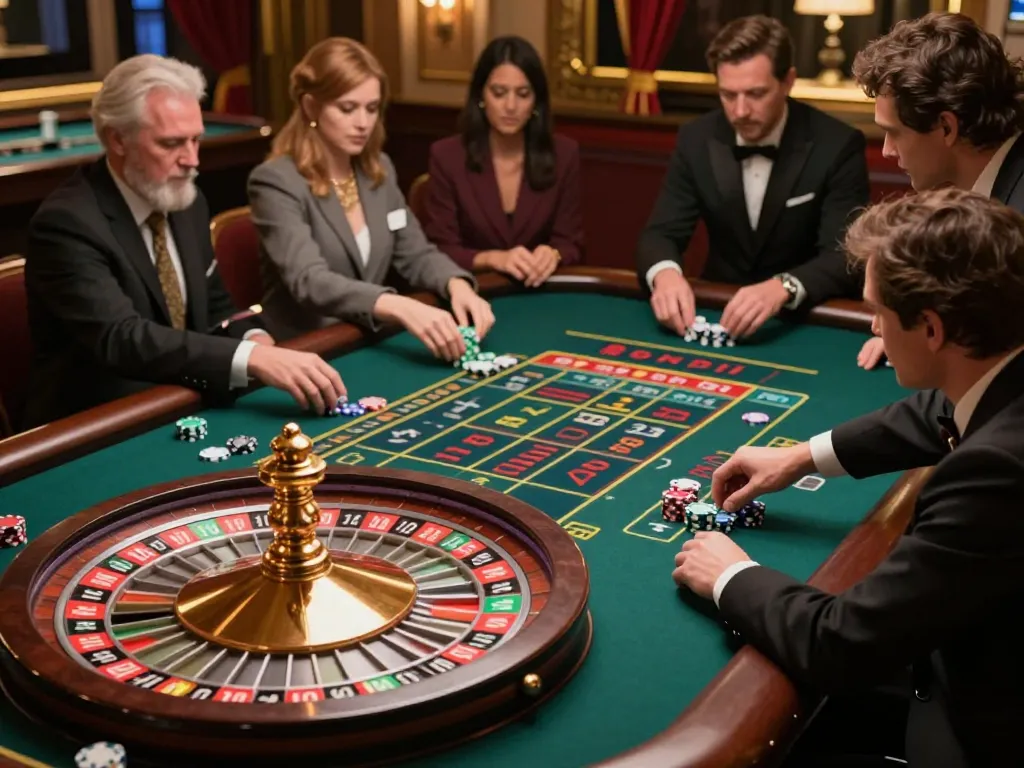 Engaging gameplay at a roulette table featuring gk88 chips, vibrant atmosphere with players betting