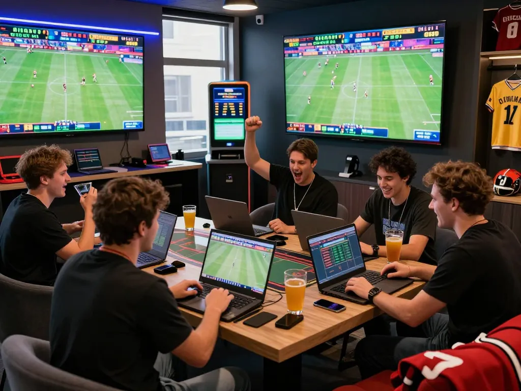 Exciting 1gom online betting scene with fans cheering during live sports.