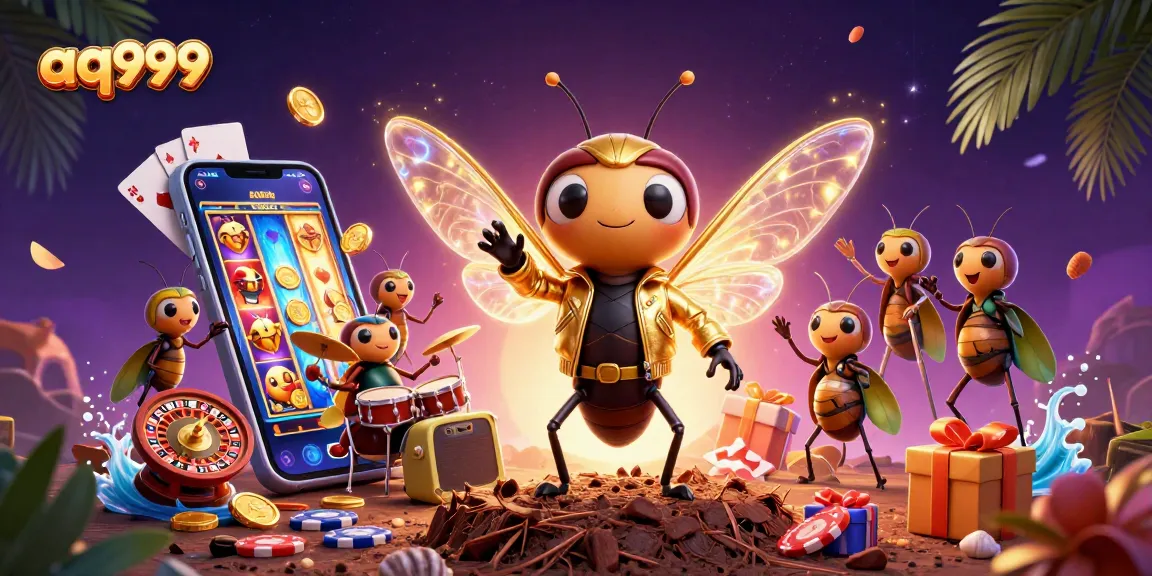 Experience thrill and excitement with aq999's vibrant casino scene featuring a rock star and games.