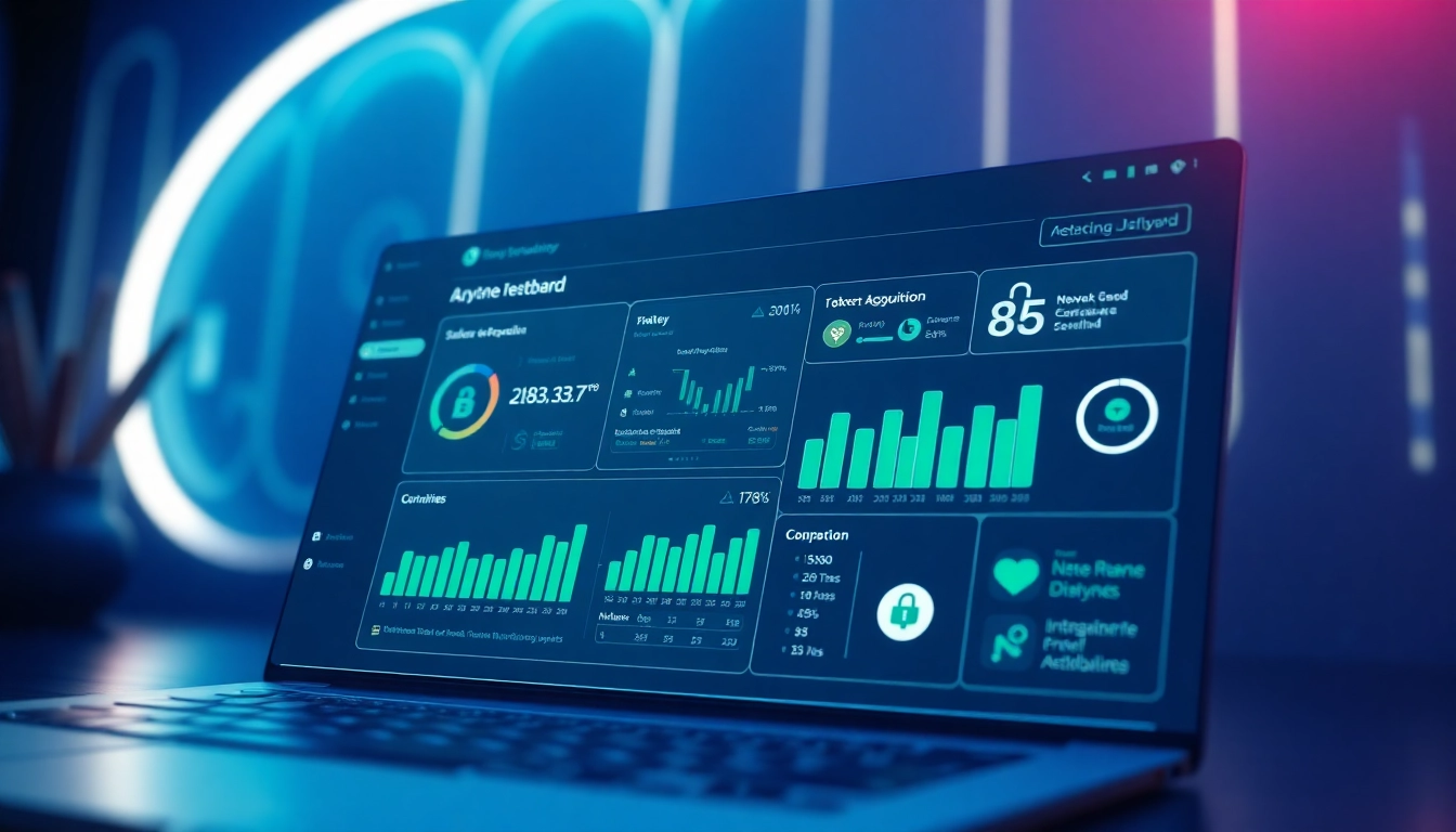 Anyone Dashboard interface illustrating staking rewards and token acquisition in a futuristic design.