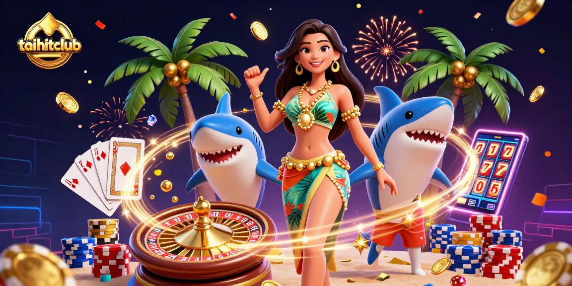Experience the thrill of taihitclub with vibrant casino games, sparkling gems, and dynamic characters celebrating wins.