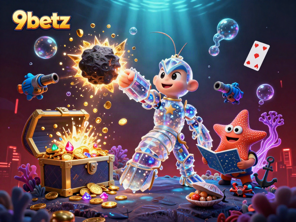 Experience exciting gameplay at 9betz with vibrant galactic characters, gold coins, and dynamic action.
