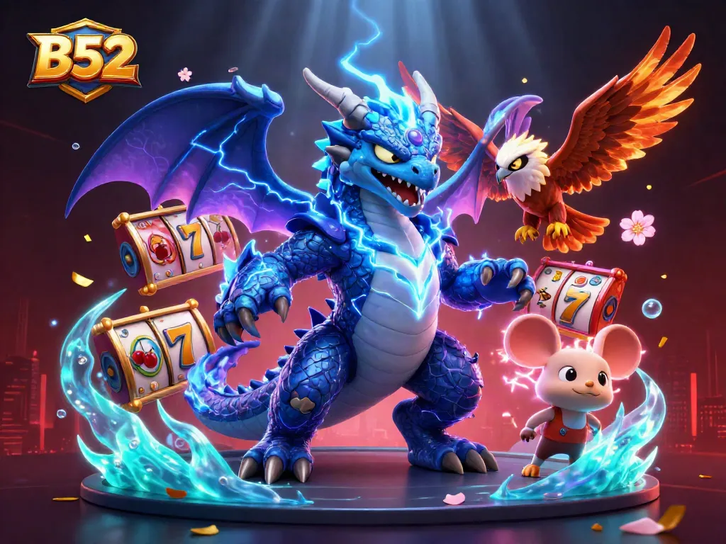 Experience wins like never before with B52 slots, featuring vibrant characters and dynamic casino elements.