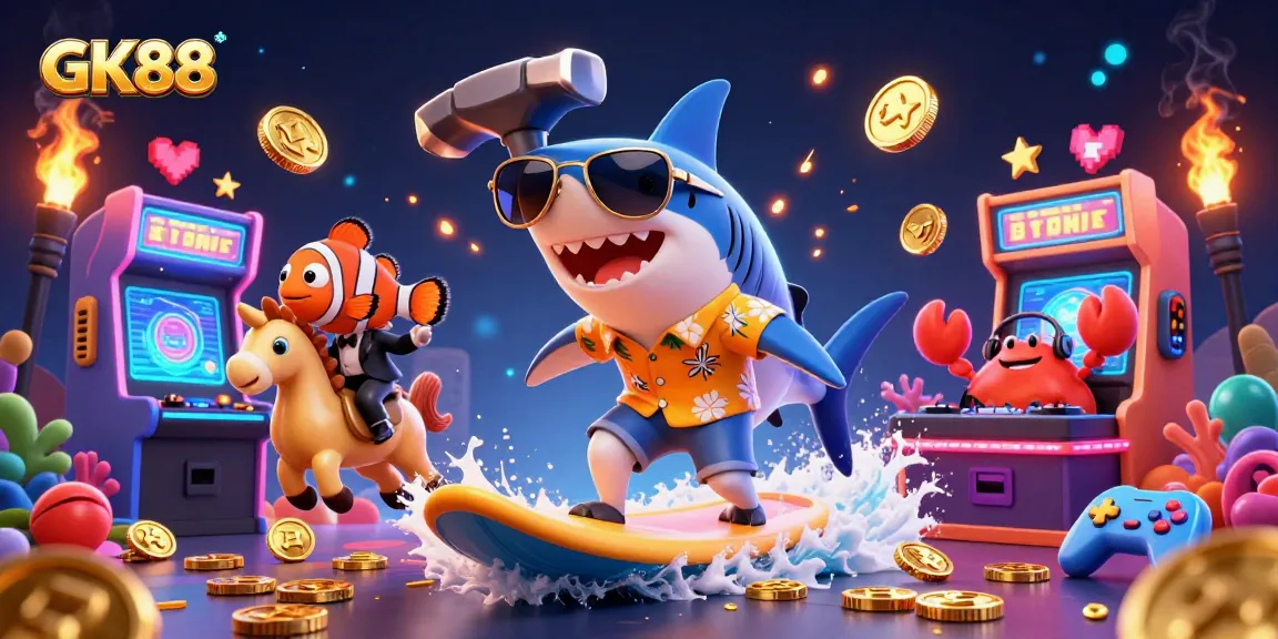 Engage with GK88 at an exciting casino scene featuring vibrant elements and characters.