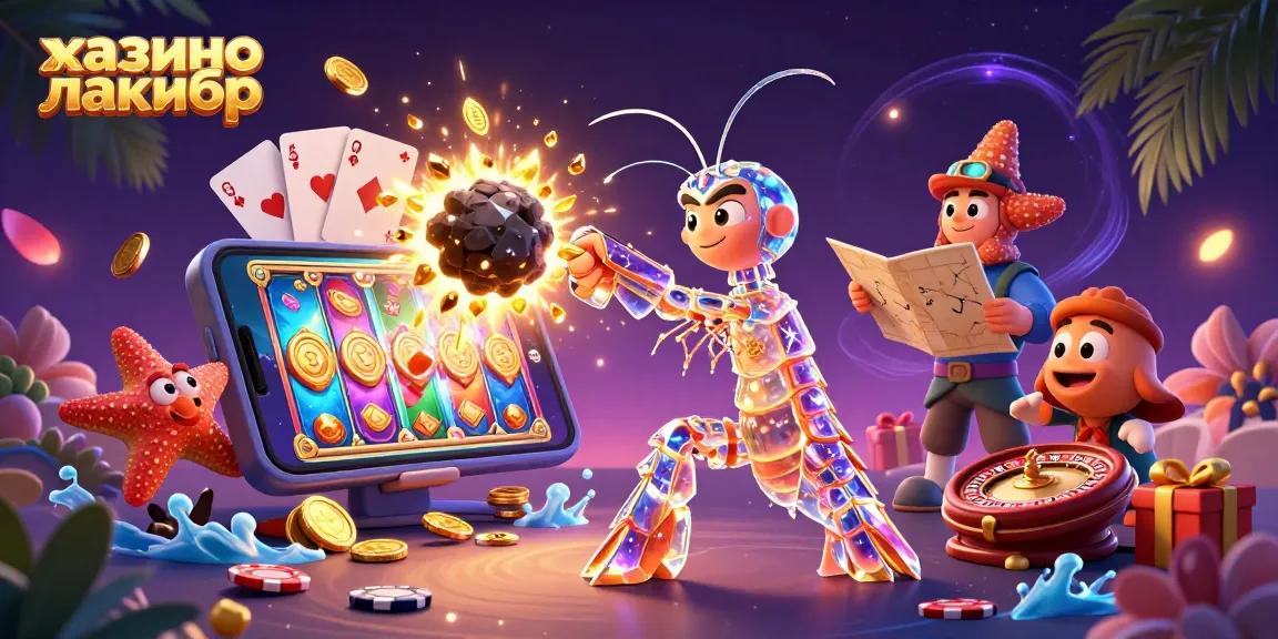 Experience the thrill at казино лакибир with a vibrant 3D scene of gaming excitement, showcasing slots and winning moments.