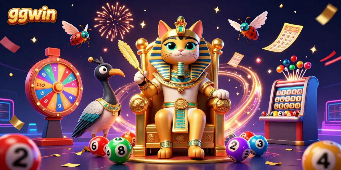 Engage with ggwin's vibrant lottery experience through colorful balls and dynamic casino elements.