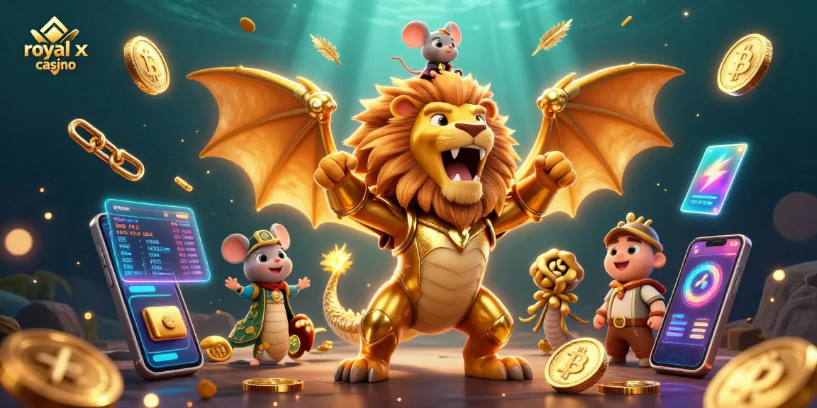 Engage in thrilling gameplay at royal x casino with vibrant 3D characters and crypto elements.