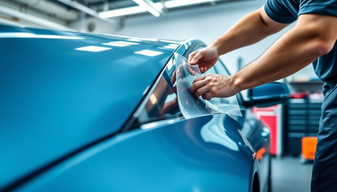 PPF Chattanooga installation demonstrated on a car by a skilled technician in a bright, modern garage.