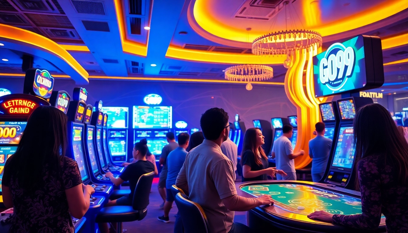 GO99 online gaming platform with players enjoying various betting games in a vibrant setting.