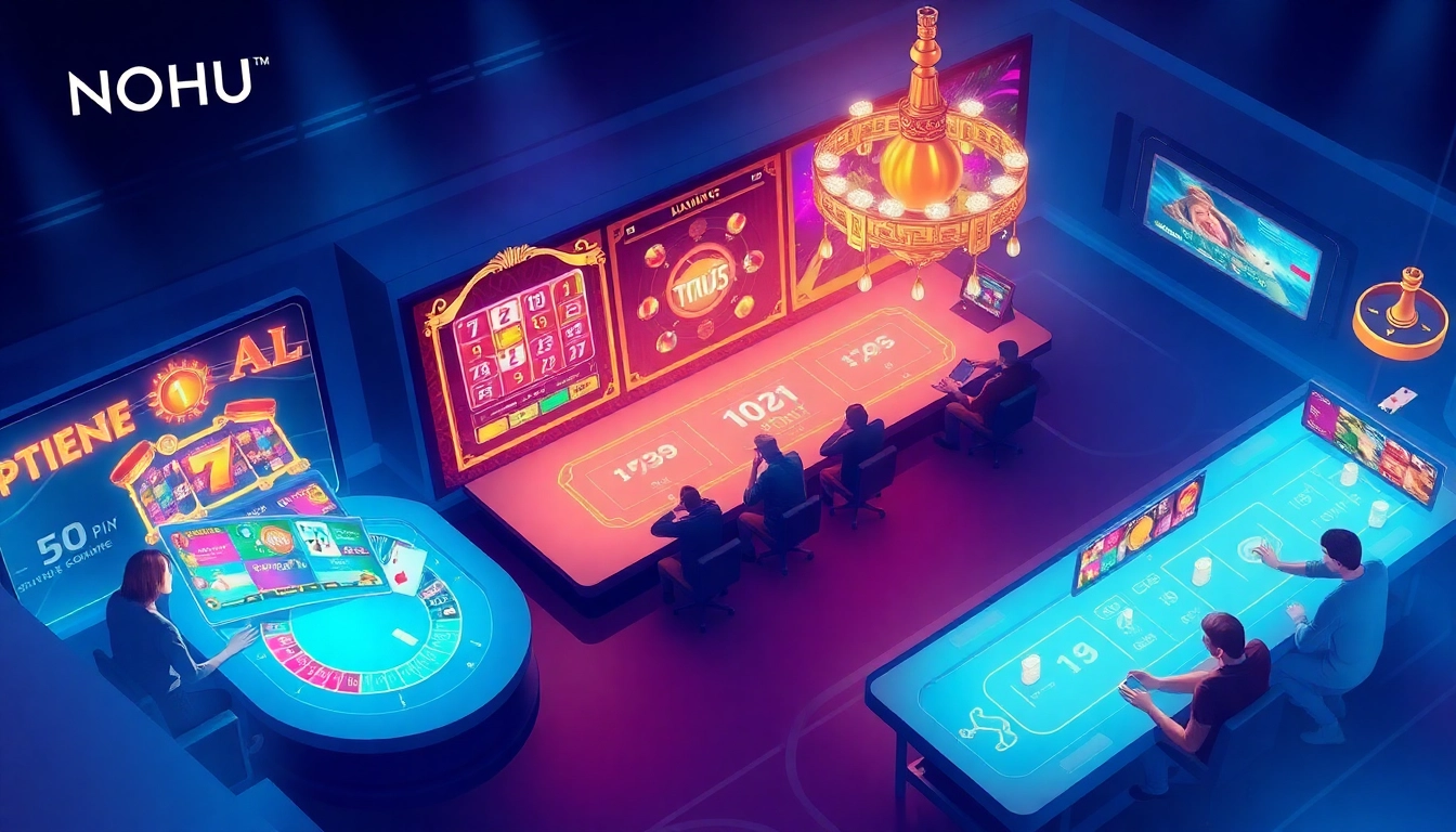Interactive gaming experience at NOHU showcasing diverse games in a luxurious online platform.