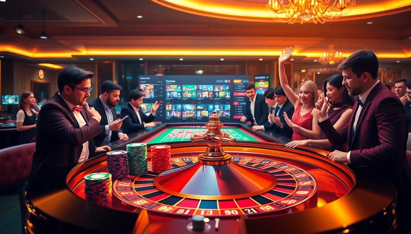 Experience the excitement of 78Win casino with players engaged in thrilling gambling activities.