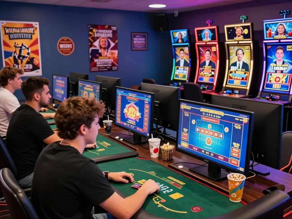 Engaged players enjoying Bomwin's vibrant online casino environment with digital games and winnings.