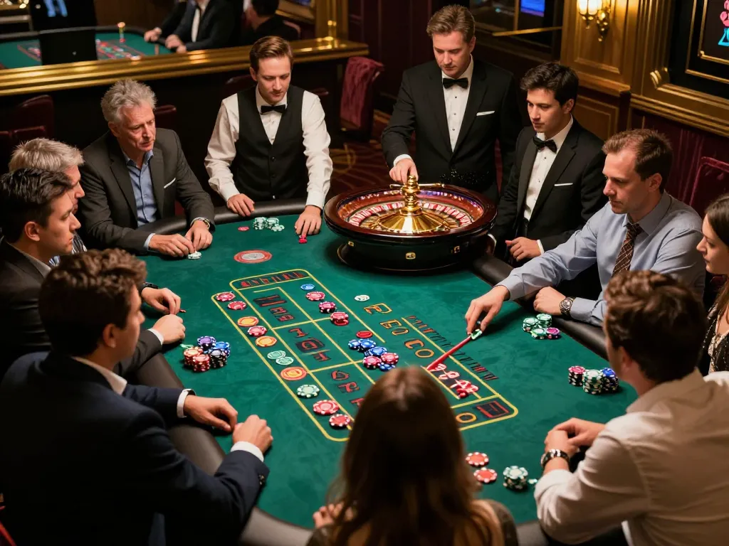 Players at the roulette table immerse themselves in the 7me gaming experience.