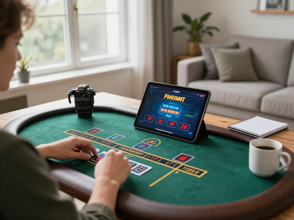 man88 user enjoying live dealer games on tablet, promoting interactive online gambling experience