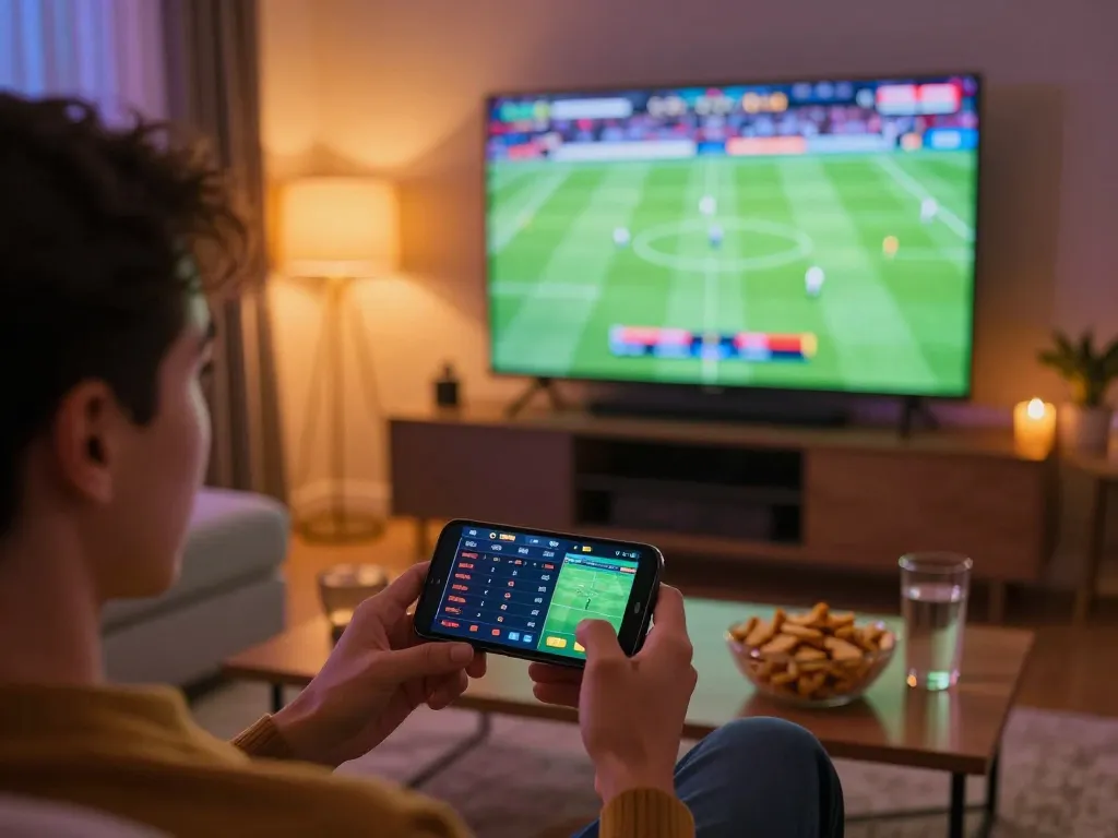 Kết quả bóng đá displayed on smartphone screen, user actively engaged in placing bets during live match.