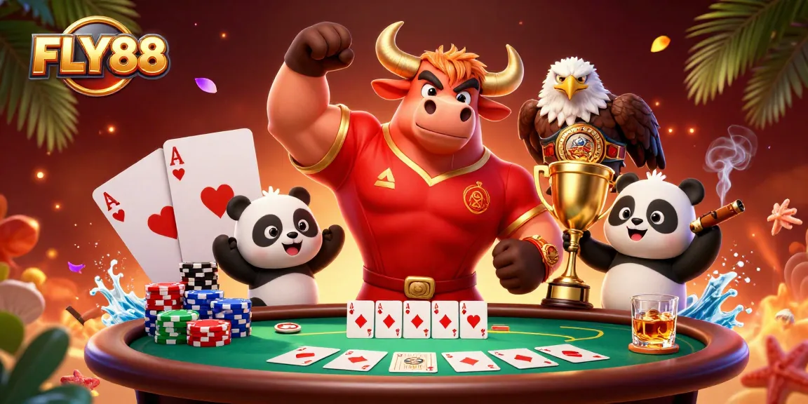 Win big at FLY88 with exciting gaming adventures, featuring vibrant casino elements and dynamic characters.