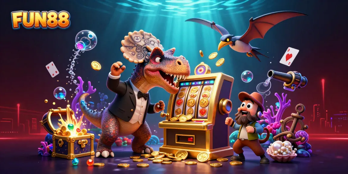 Experience FUN88 with thrilling jackpot action as characters engage in a dynamic casino scene.