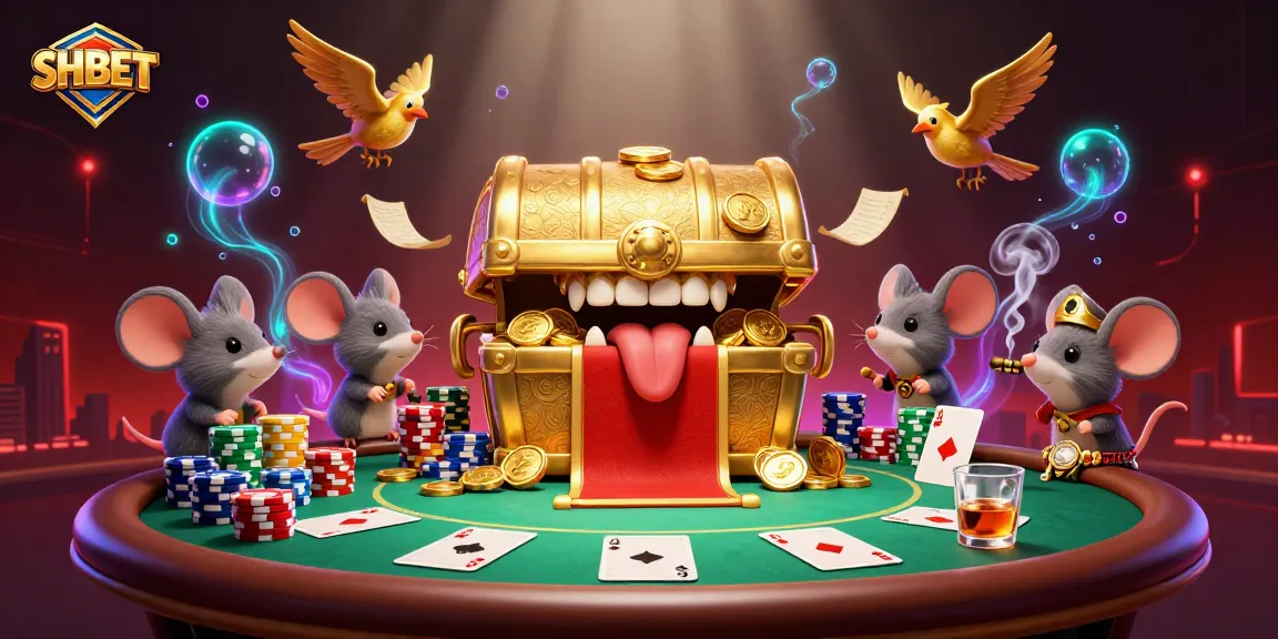 Engage in thrilling SHBET casino action with vibrant characters and dynamic elements in a 3D illustration.