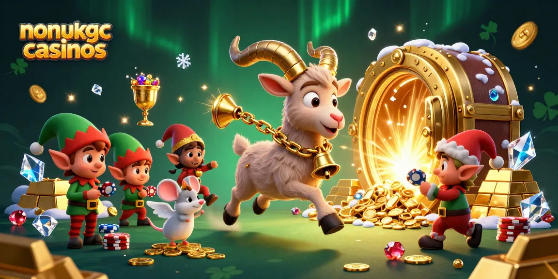 Experience non ukgc casinos with festive chaos as gremlins steal poker chips amidst treasures.