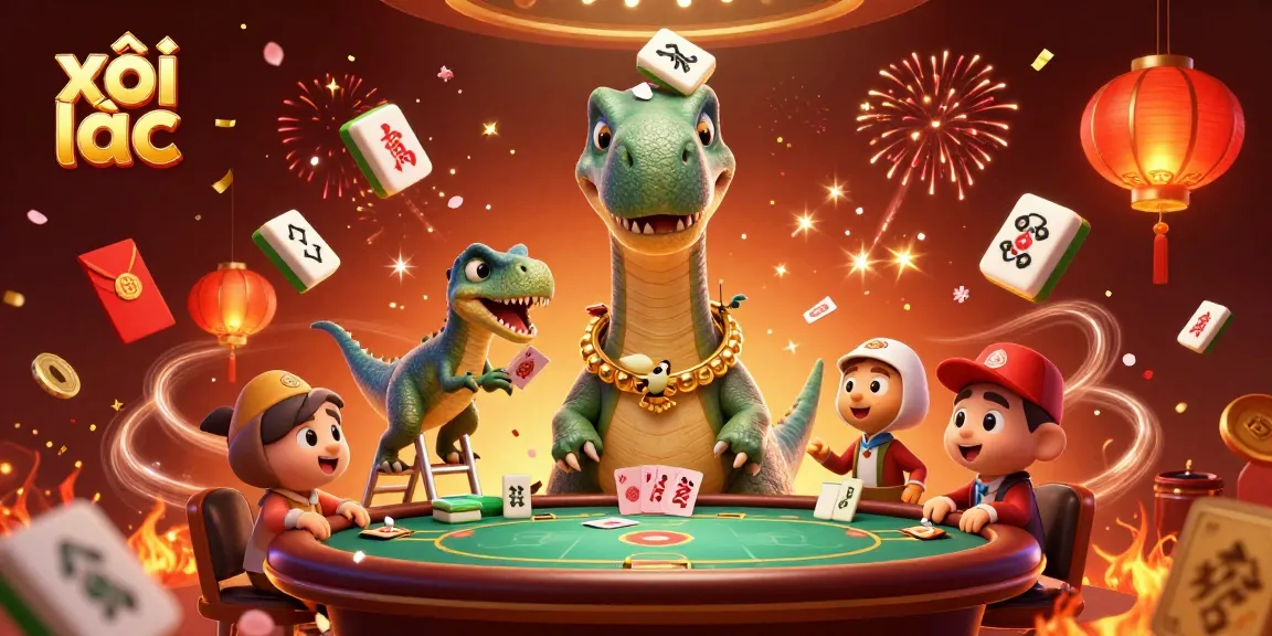 Experience the fun of xôi lạc casino, featuring vibrant characters, gold details, and dynamic gaming elements.