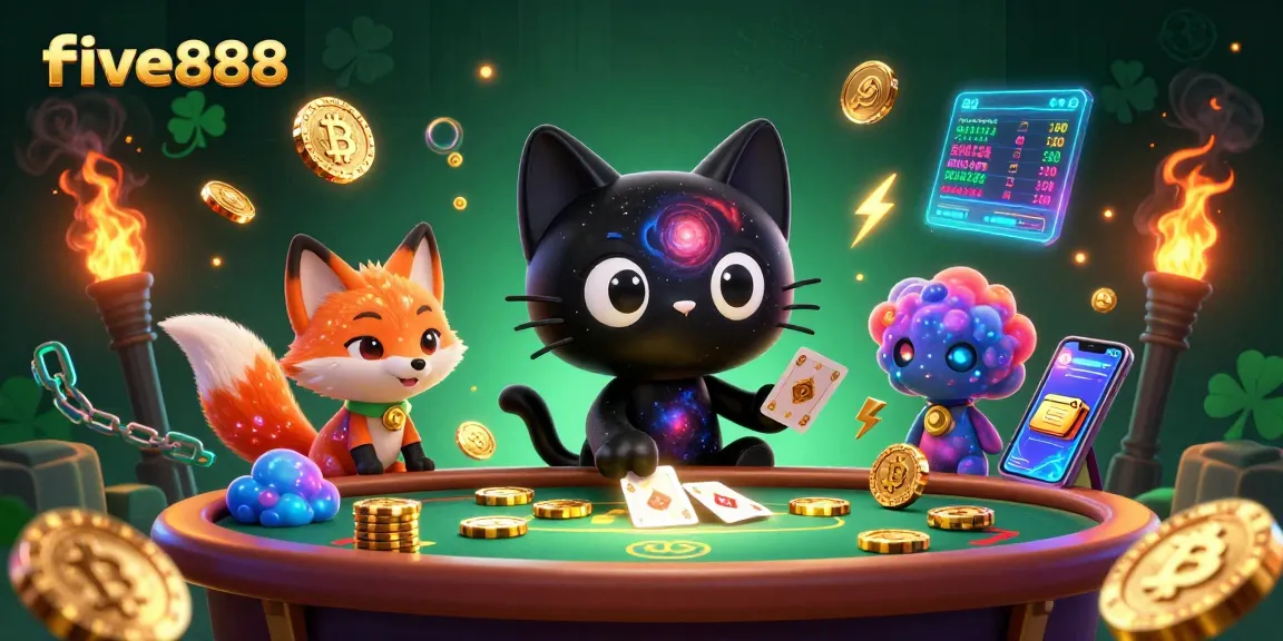 Experience thrilling wins at five888 with a cosmic casino scene full of vibrant gaming elements.